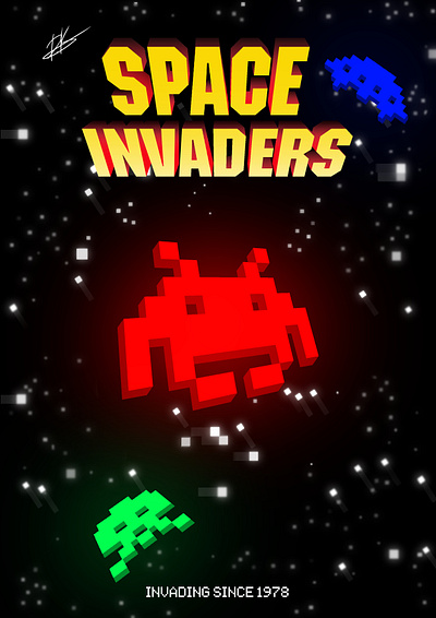 SPACE INVADERS graphic design photoshop poster space invaders video games