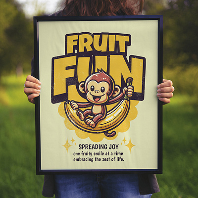 Fruit Fun adorable banana cartoon cute design fruit funny kittl monkey pop culture print on demand t shirt t shirt design