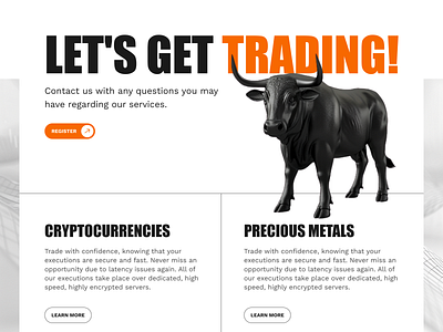 TradingSite call to action corporate site cta trading ui ux website