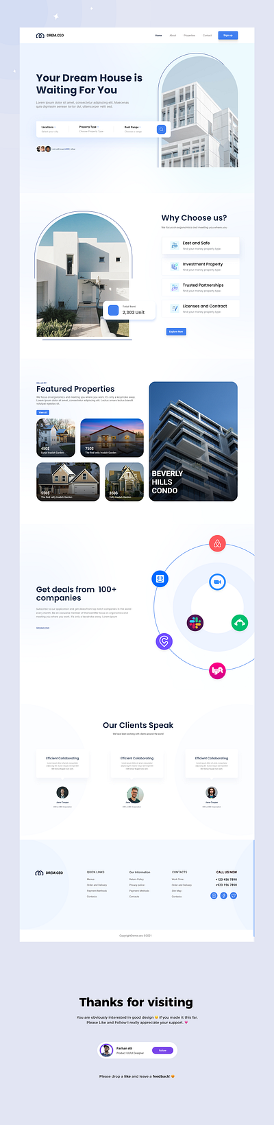 Real-State Web-Design figma real estate ui ux web website website design