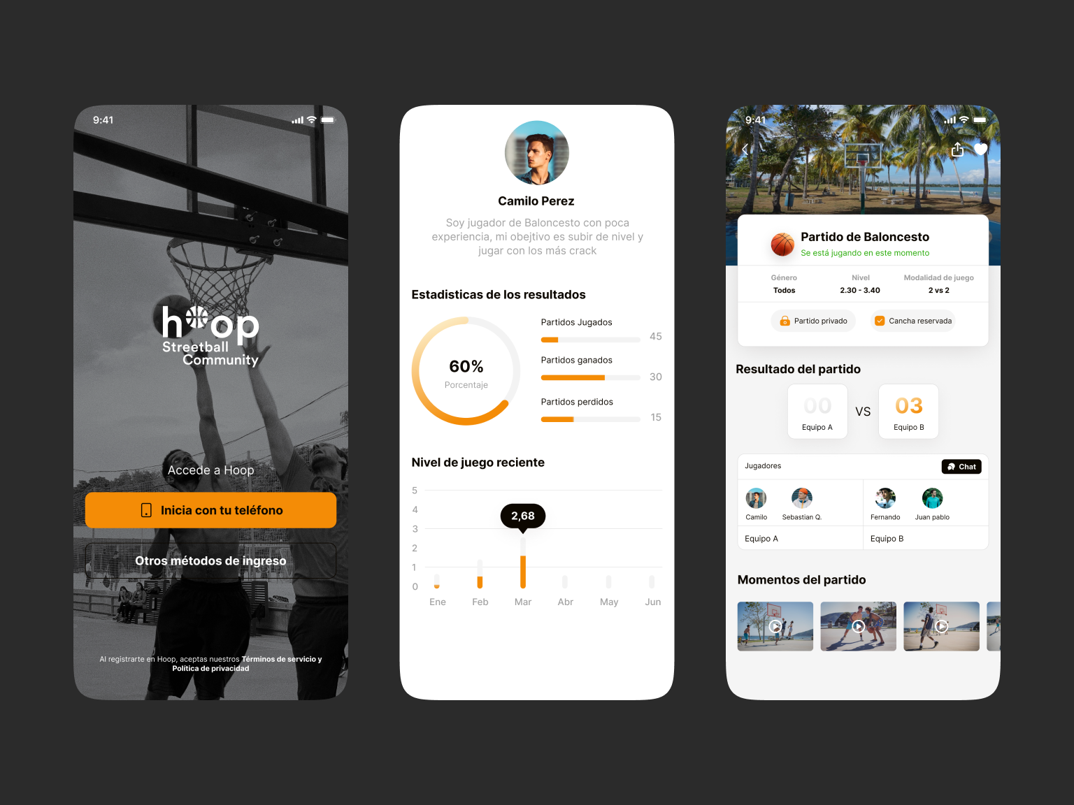 Basketball - Hoop App Design android app design app inspired basketball designuiux graphic design ios layout ui ux uxui designer