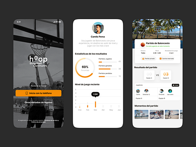 Basketball - Hoop App Design android app design app inspired basketball designuiux graphic design ios layout ui ux uxui designer