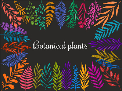 Set of colorful decorative vector twigs. abstract art botanical branches branding design graffiti graphic design illustration plants print
