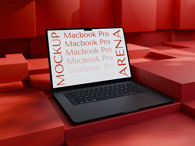 Macbook Pro Mockup No: 10 3d design 3d visualization branding devices mockup graphic design logo macbook pro mockup mockup motion graphics red mockup ui