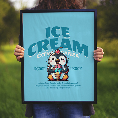 Ice Cream Extravaganza adorable cartoon cute design funny ice cream kittl penguin pop culture print on demand t shirt t shirt design