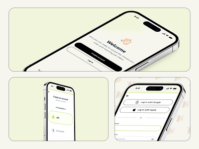 JobbyFind application application authorization design jobs login mobile app sign up ui user experience user interface ux uxui welcome screen