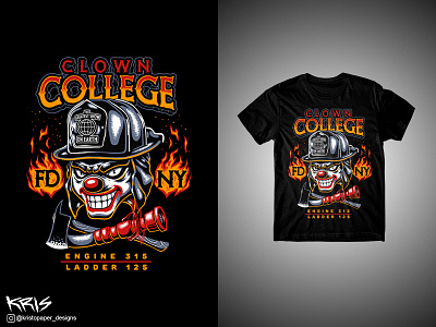 Clown College Tee Design apparel brand clown clowntee design firedepartment silkscreen teedesign tshirt tshirtdesign