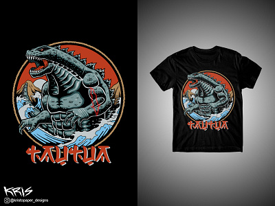 Tautua Fitness Godzilla Shirt apparel artwork clothing fitnesstee godzilla godzillashirt godzillatshirt silkscreen tshirt tshirtartwork tshirtdesign