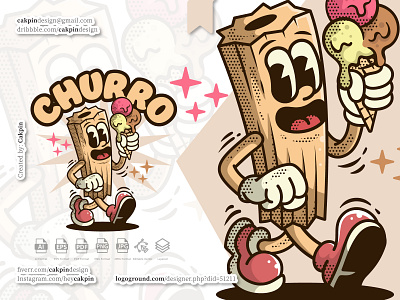 Churro Vintage Cartoon Mascot Logo 3d animation graphic graphic design