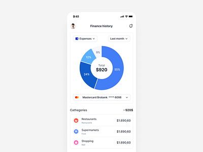 Mobile banking screen ui bank app banking app design expense finance finance app finance design finance ui product product design statistics ui ui design ux ux design wallet wallet app