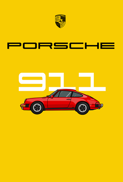 Porsche Classic 911 Poster - Racing Yellow Minimalism automotive design branding figma graphic design illustration poster design wallpaper