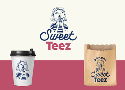 Sweet Teez Logo bakery cute girl illustration logo sweet