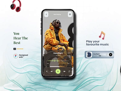 Music Player Mobile Application UI animation daily ui 009 glassmorphism mobile app mobile application design mobile ui music music app ui music application music player music player app music player ui music playing app playlistmanager product design ui design ux design