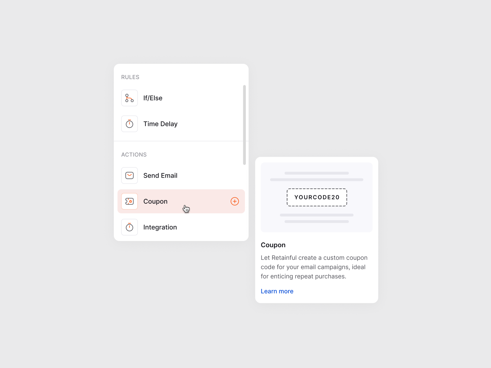 Add Automation Flow Widget - Retainful automation automation flow widget email marketing saas retainful saas ui ui ui ux ux design web app widget