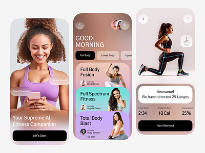 Gym Mobile App ai app application artificial intelligence cardio fitness freelance gym health healthy mobile online sports tracking training ui ux wellness workout yoga