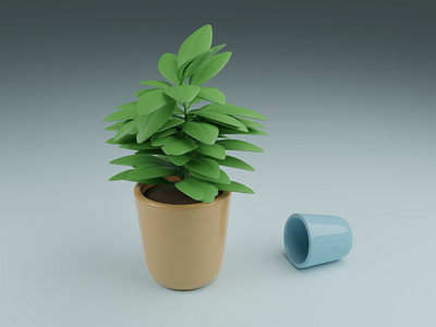 Plant in pot 3d blender