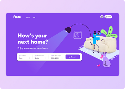 Landing page hero section for a homestay startup airbnb corporate website design graphic design hero hero section homepage illustration interface landing landing page rental ui web design