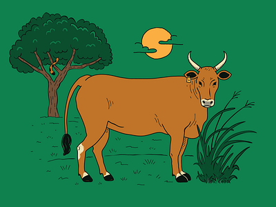 Fazenda Roda Viva - Cow illustration animal bovine breed bull cattle cow dairy design farm flat green illustration livestock milk minimal pecuaria simple vector