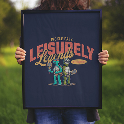 Leisurely Legends adorable cartoon cute design funny kittl legends leisure pop culture print on demand sloth t shirt t shirt design turtle