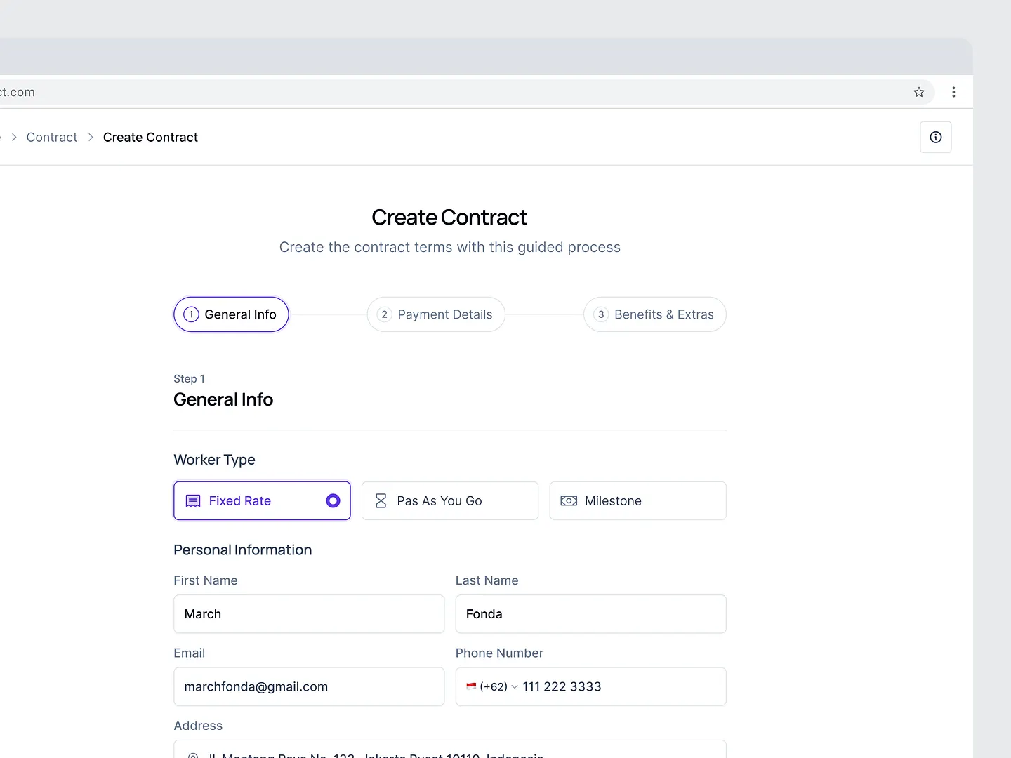 Streamlined Inline Form Design for Contract Creation