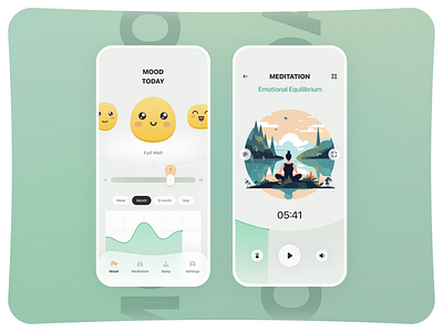 Mental Health App app application breath design health illustration meditation mental health mobile mood ui uiux