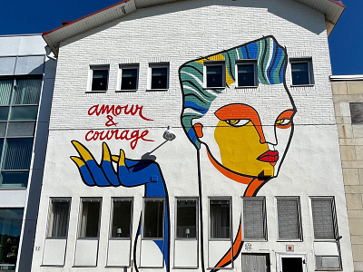 "Amour & Courage" mural illustration mural