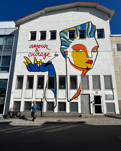 "Amour & Courage" mural illustration mural