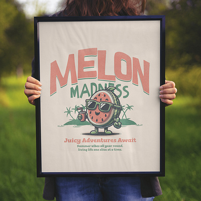Melon Madness adorable cartoon cute design funny kittl pop culture print on demand t shirt t shirt design watermelon