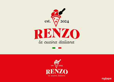 RENZO ITALIAN RESTAURANT icecream italian logo pizza restaurant restaurant logo