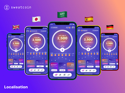 Sweatcoin: Localisation japan localisation right to left design saudi arabia ui user interface design