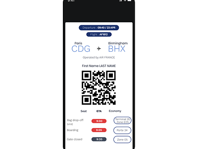 #DailyUI 024 : Boarding pass airfrance dailyui design figma travel ui