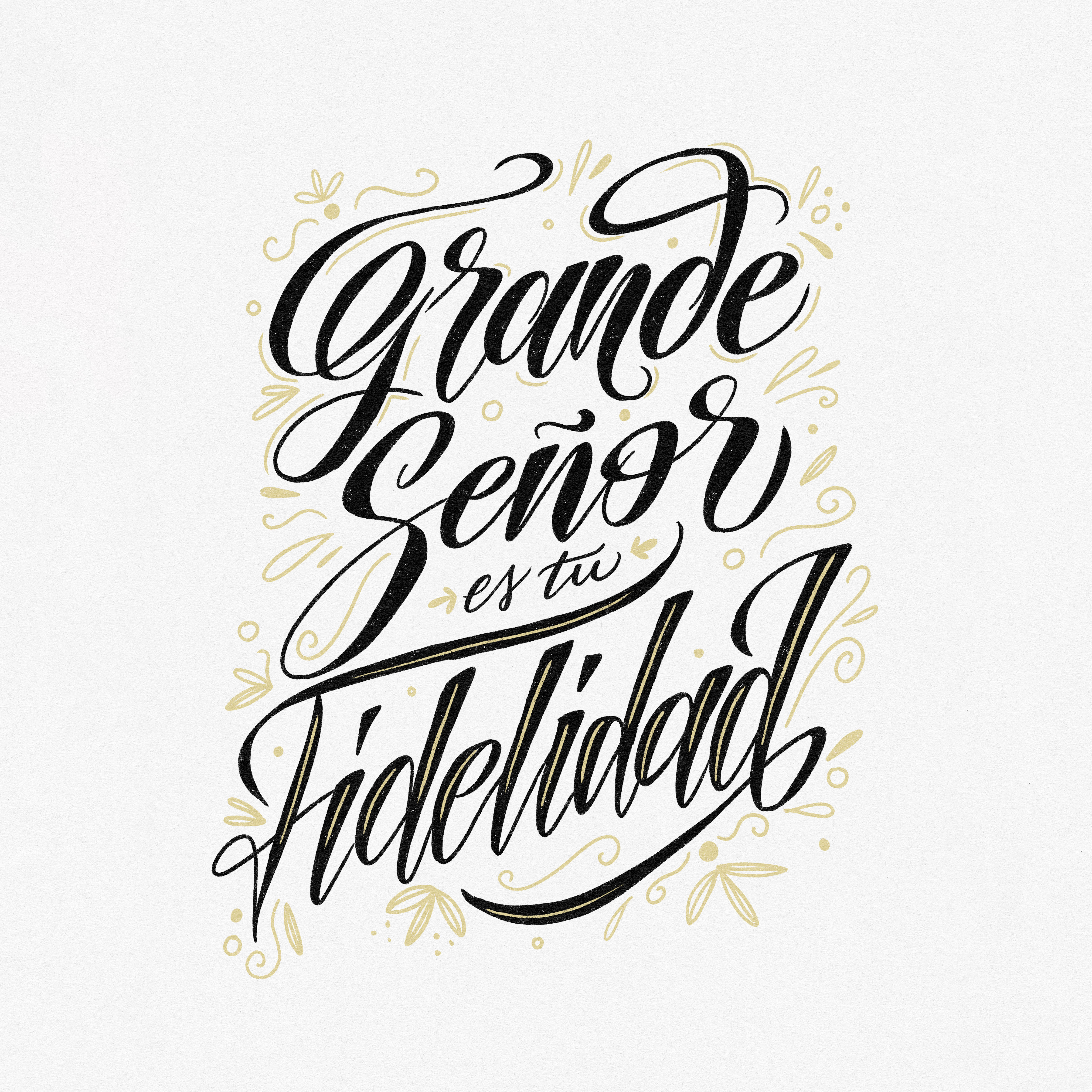 Hymn lettering | Grande es tu fidelidad calligraphy graphic design lettering poster print
