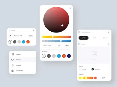 Editor blocks design | Light Version blocks color color picker components edit editor elements gradient image uploader panel picture ui video wheel widgets