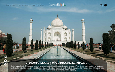 Revamping Incredible India: A User-Centric Journey branding content design incredible india india interface landing page mockup tourism travel ui ux design visual experience webpage design website