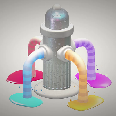 Creative Flow animation flow hydrant liquid loop particles puddle splinetool stripes threejs water web