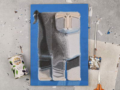 Bampot, studio blue cat cats dribbble glue scissors studio