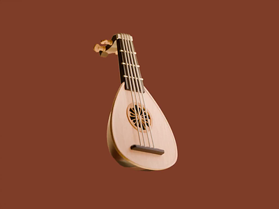 Little 3D lute 🎵 3d animation bard blender dnd dungeons and dragons hard surface lore lute model modeling motion graphics music
