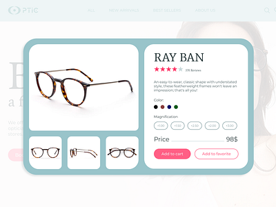 A product card for optical store graphic design product card ui ux
