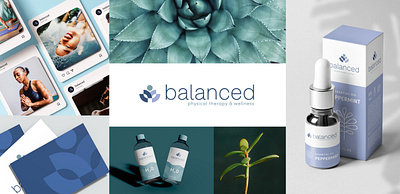 Balanced Wellness Brand blue branding creative direction graphic design green logo physical therapy relaxing wellness