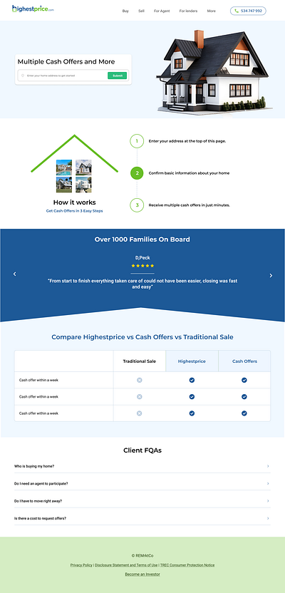 Cash Offer Landing Page cash offer home landing page real estate ui web design