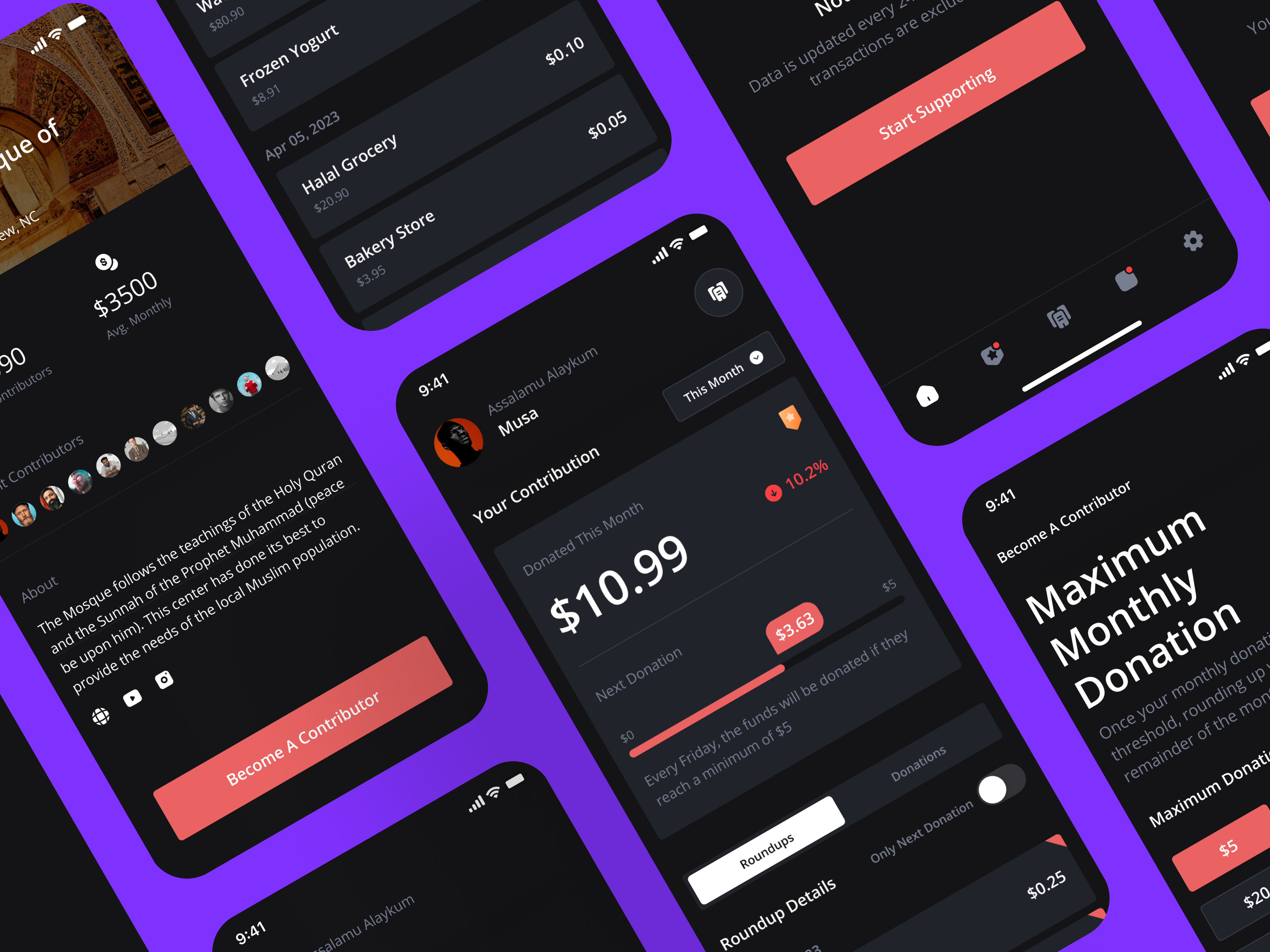 Thabit - Donate Spare Change charity donation ios app mobile app ui ux