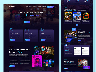 SA Leisure- Arcade Game Store Website branding graphic design ui ux web design
