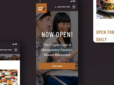 The Copper Crow UI Design branding illustration mobile design restaurant branding ui design ux design web design