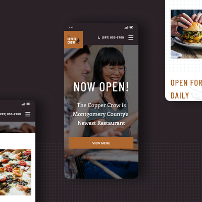 The Copper Crow UI Design branding illustration mobile design restaurant branding ui design ux design web design