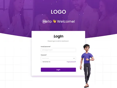 Admin LogIn branding design graphic design typography ui ux vector