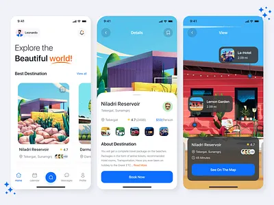 Explore the World App 3d animation app designs app ui application design branding explore explore world figma graphic design logo mobile app motion graphics tourism app ui user interface design ux world explore