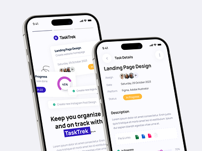 TaskTrek — Agenda Planner Mobile App agenda planner app design graphic design mobile productivity app task manager uiux visual design