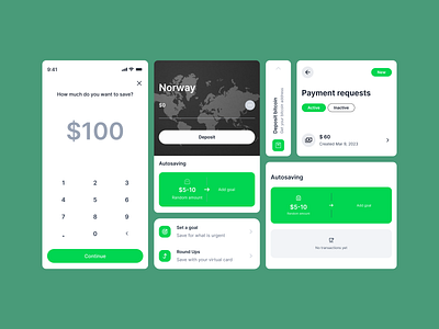 Fintech UI Cards to Display and Manage Finances ux