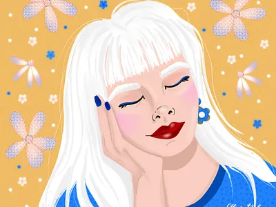 Portrait Party 3 character design design digital portrait drawing challenge dream female illustrator hand drawn illustration procreate red lipstick white hair