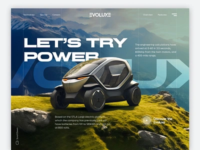 EVOLUXE - Electric Vehicle Landing Page car car rental clean design electric electric car ev ev car ev landing page future landing page modern rental ui uiux vehicle web web design website website design